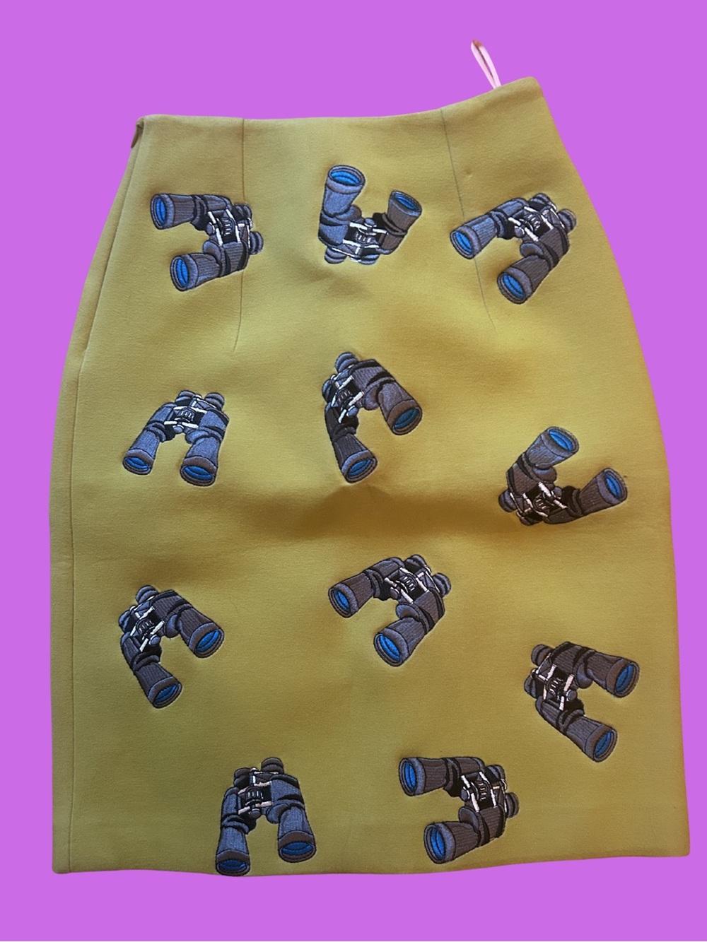 ChicTopia Olive Green Midi Skirt with Binocular Motif
